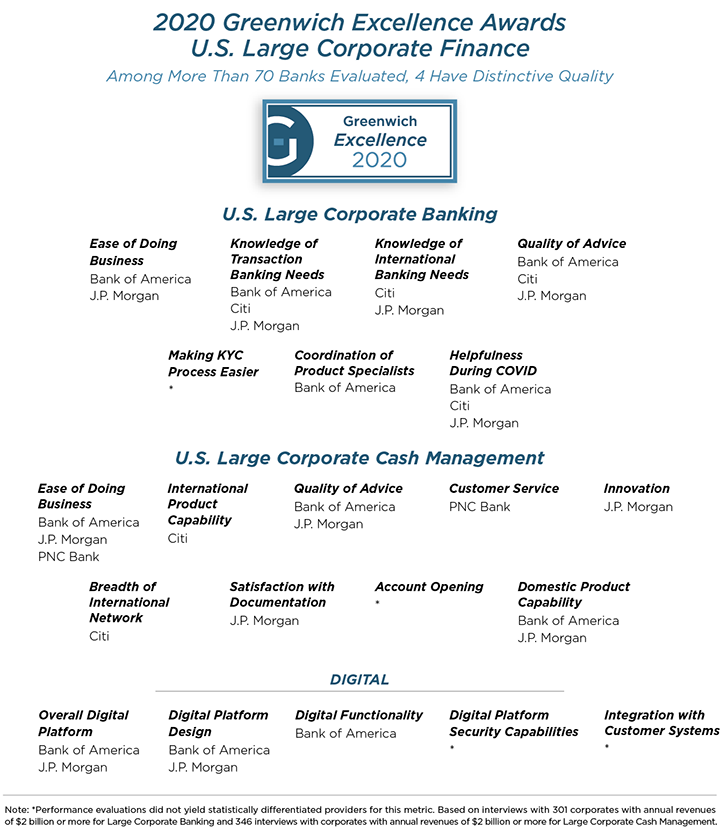 2020 Greenwich Excellence Awards U.S. Large Corporate Finance